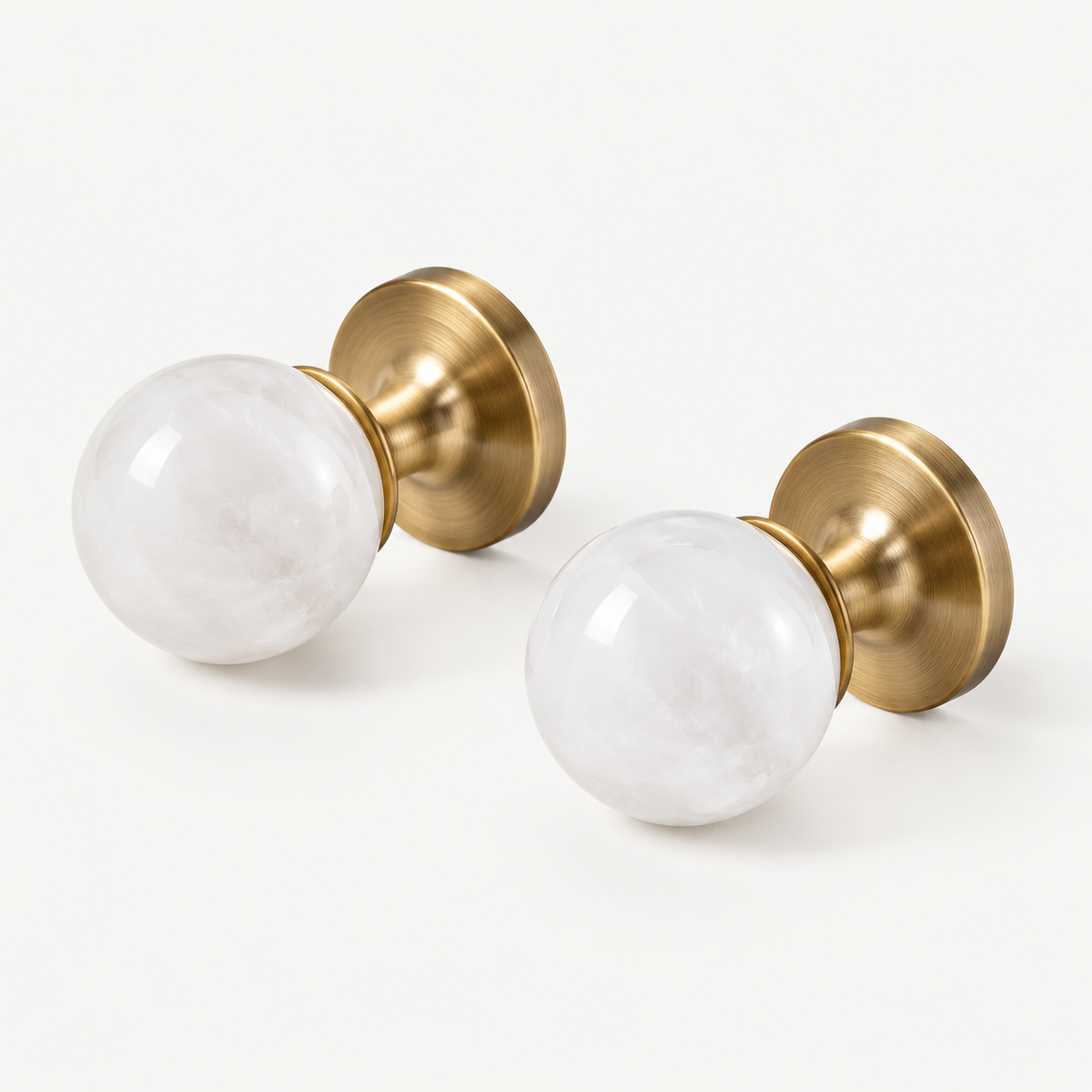 Crystal Sphere Cabinet Knob with Brass Base – FH-C017