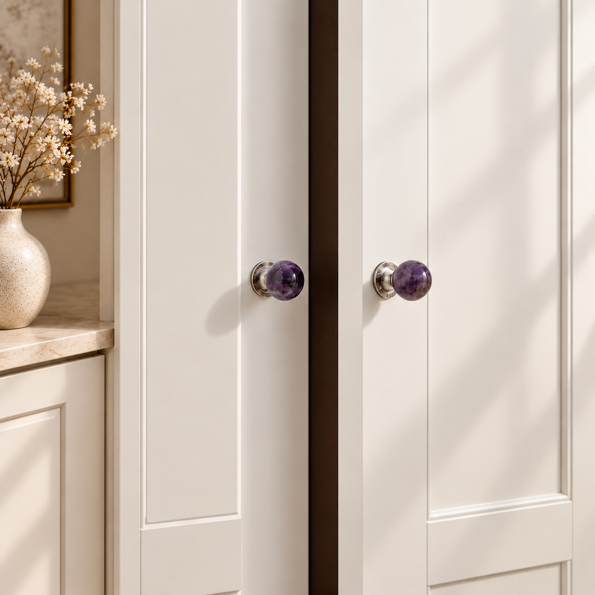 Crystal Sphere Cabinet Knob with Brass Base – FH-C017
