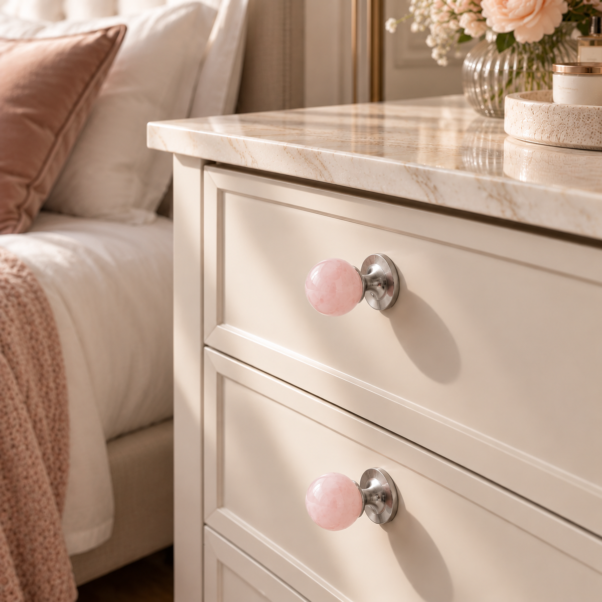 Crystal Sphere Cabinet Knob with Brass Base – FH-C017