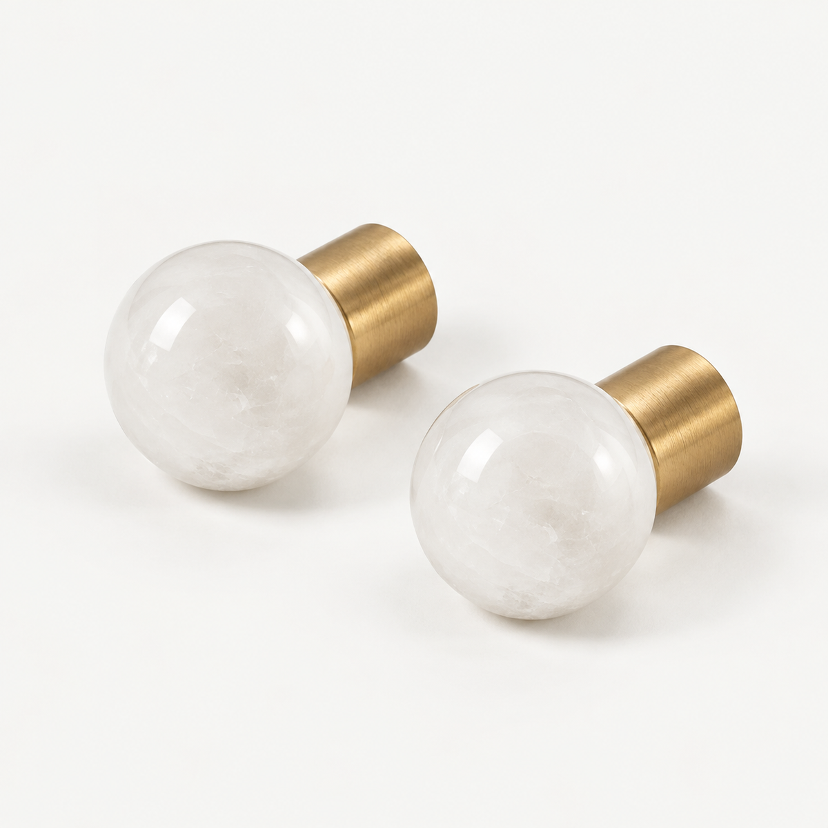 Crystal Sphere Cabinet Knob with Cylindrical Brass Base – FH-C018