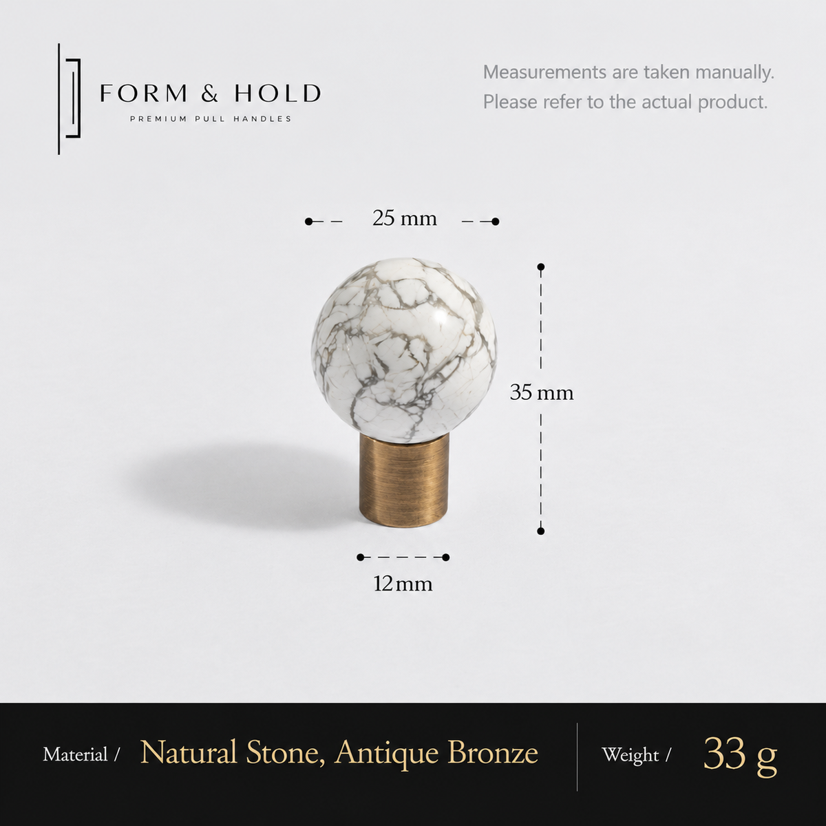 Crystal Sphere Cabinet Knob with Cylindrical Brass Base – FH-C018