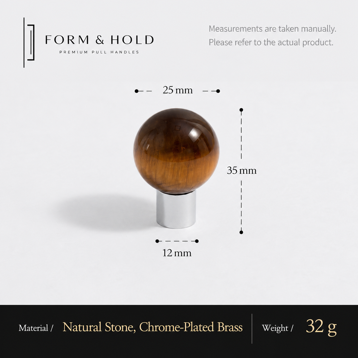 Crystal Sphere Cabinet Knob with Cylindrical Brass Base – FH-C018