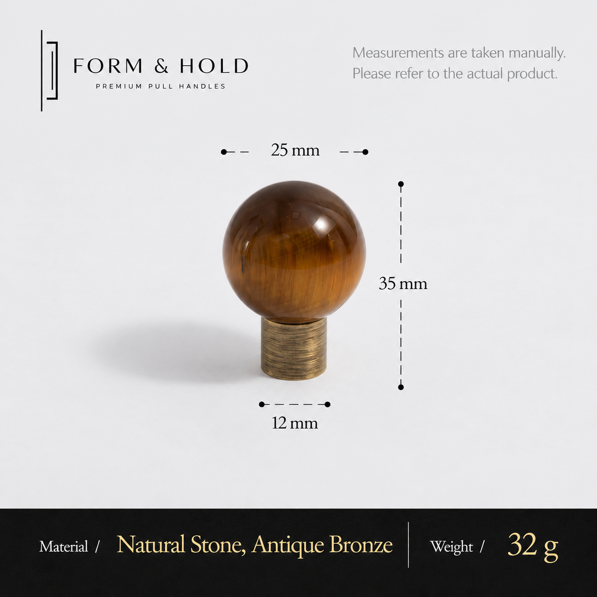 Crystal Sphere Cabinet Knob with Cylindrical Brass Base – FH-C018