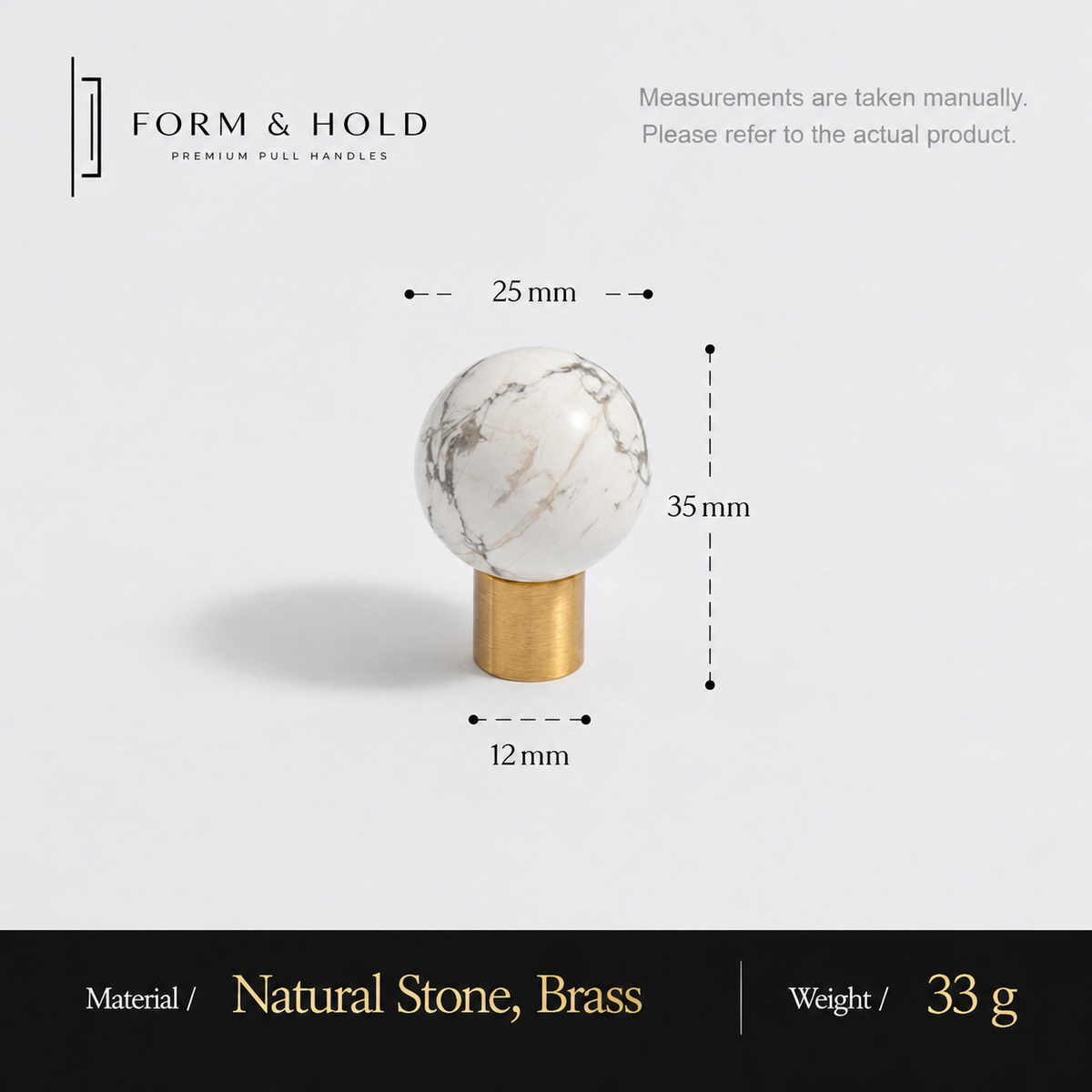 Crystal Sphere Cabinet Knob with Cylindrical Brass Base – FH-C018