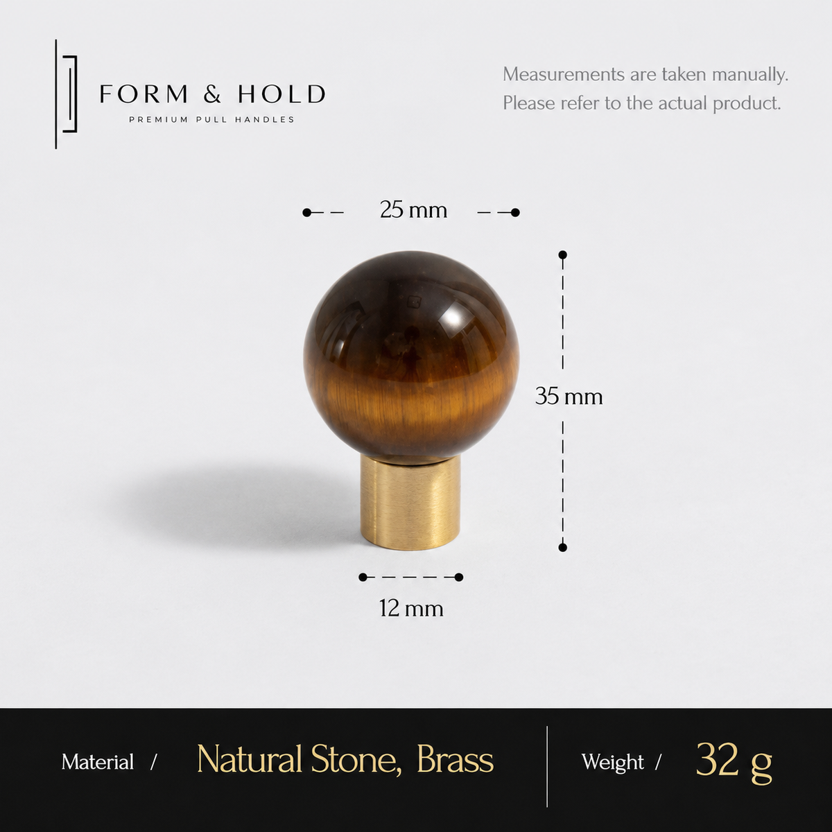 Crystal Sphere Cabinet Knob with Cylindrical Brass Base – FH-C018