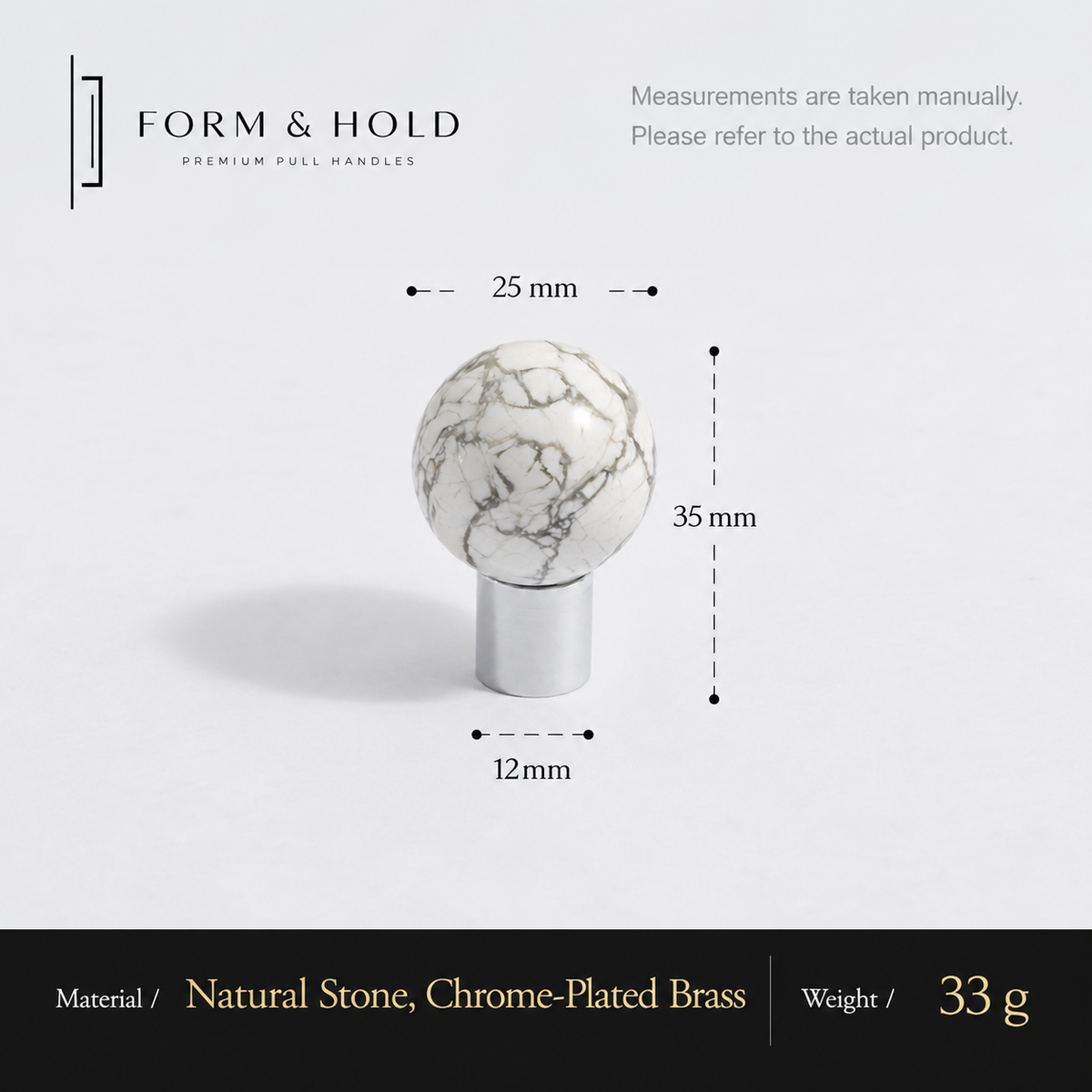 Crystal Sphere Cabinet Knob with Cylindrical Brass Base – FH-C018