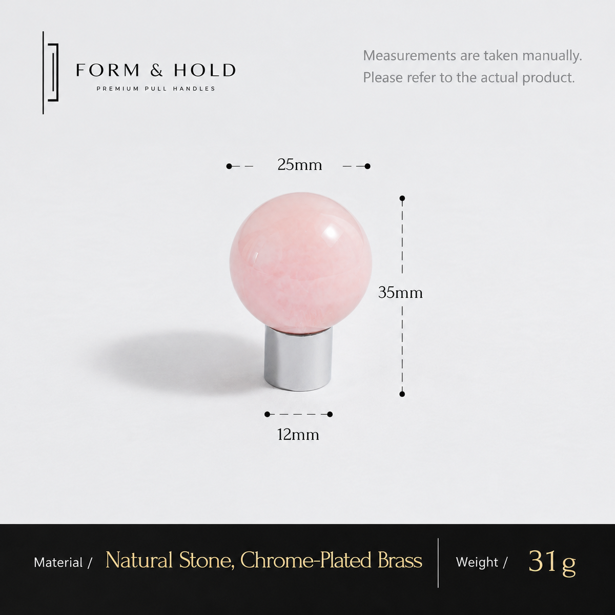 Crystal Sphere Cabinet Knob with Cylindrical Brass Base – FH-C018
