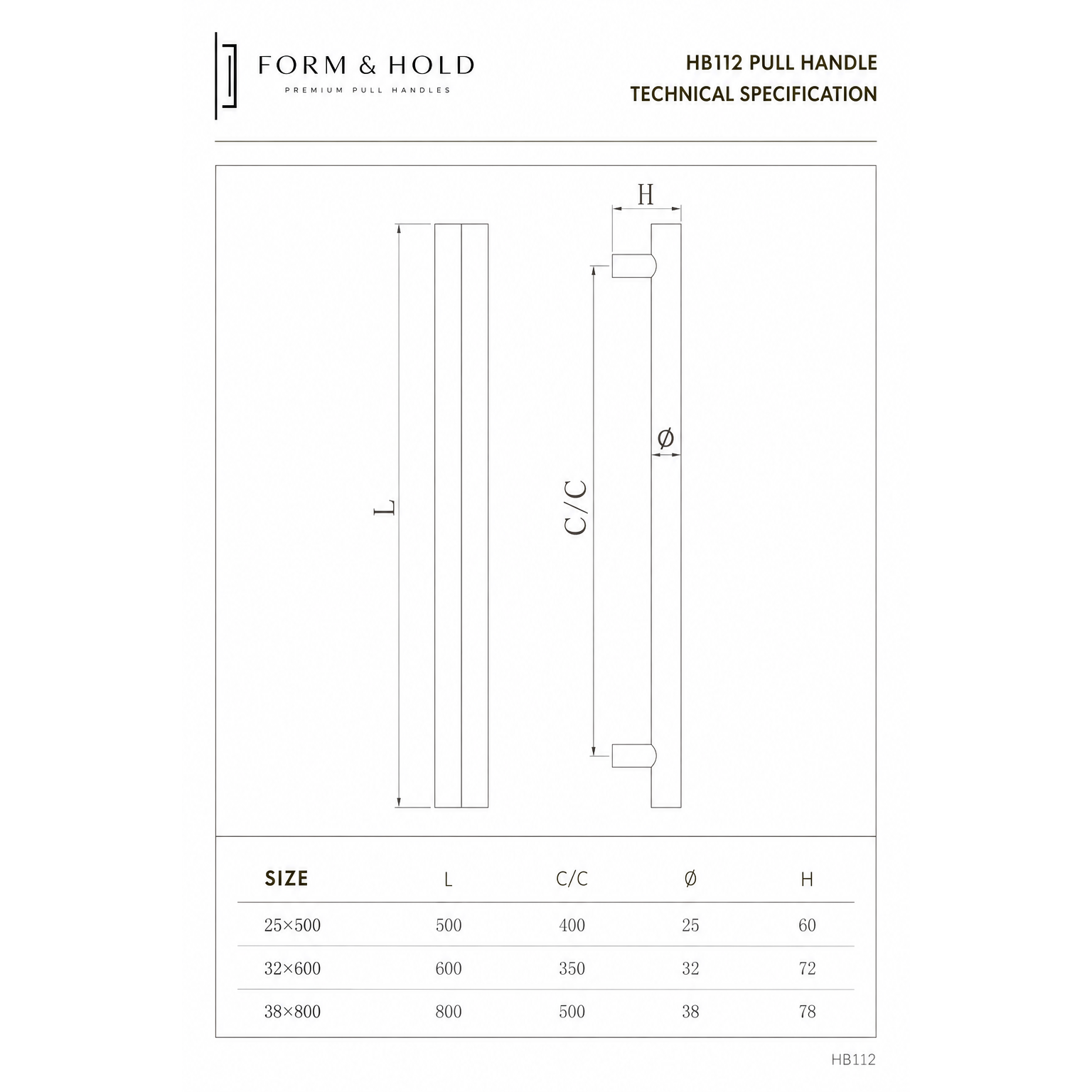 Stainless Steel Pull Handle HB112