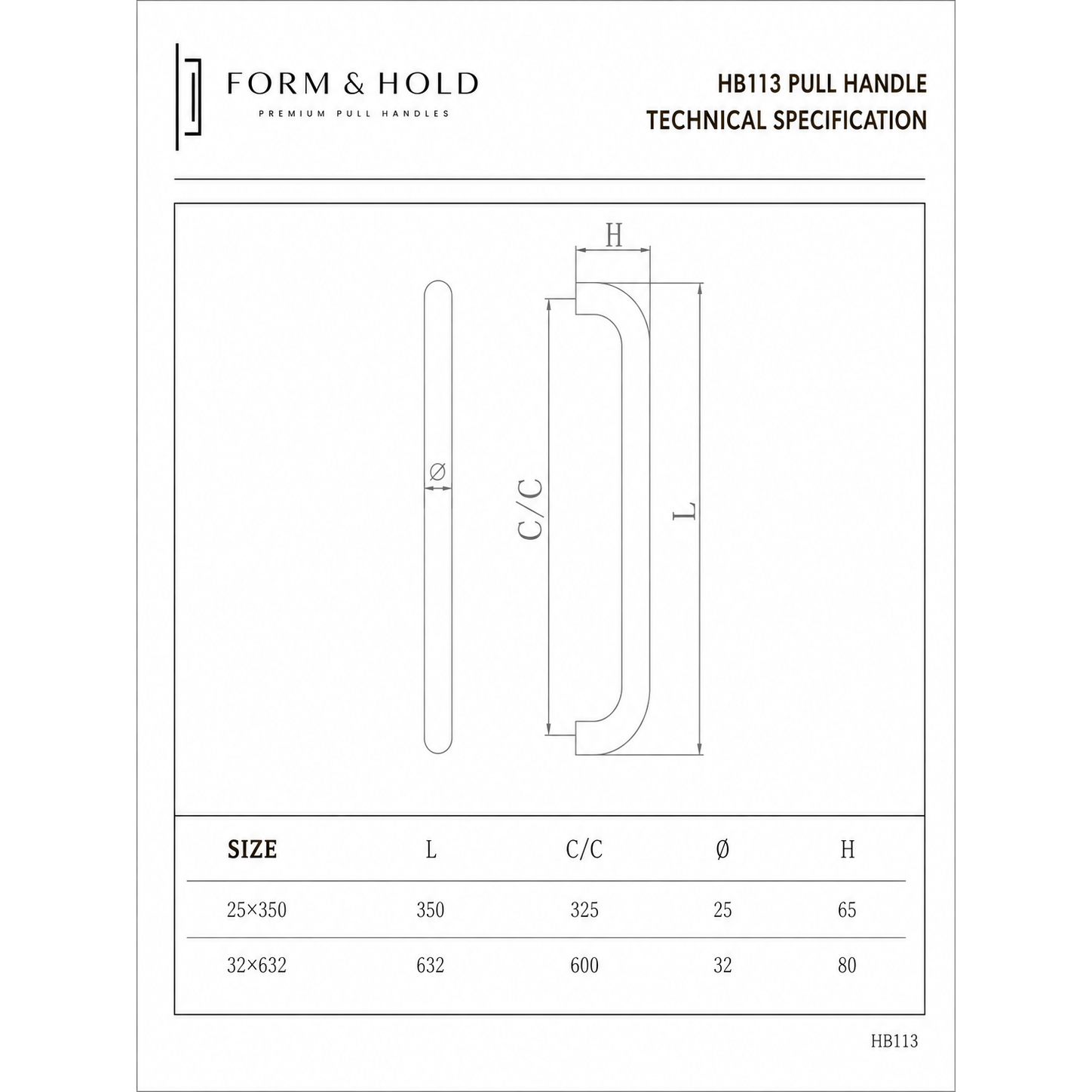 Stainless Steel Pull Handle HB113