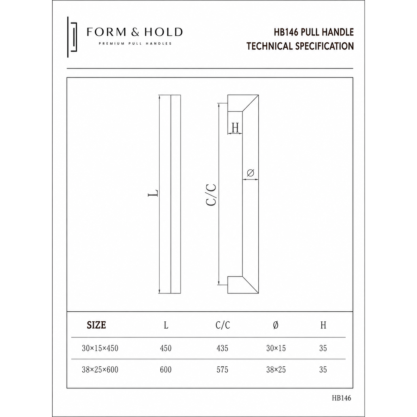 Stainless Steel Pull Handle HB146