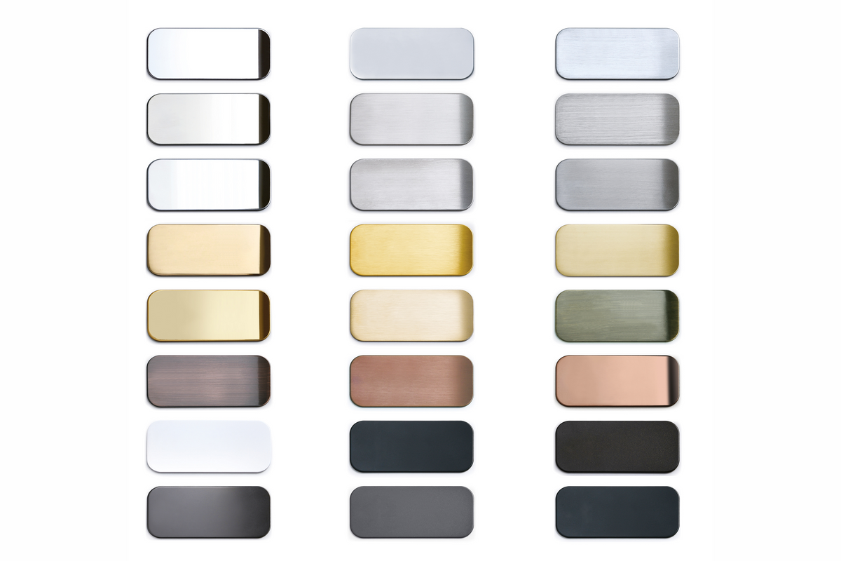 Premium pull handle material and finish samples