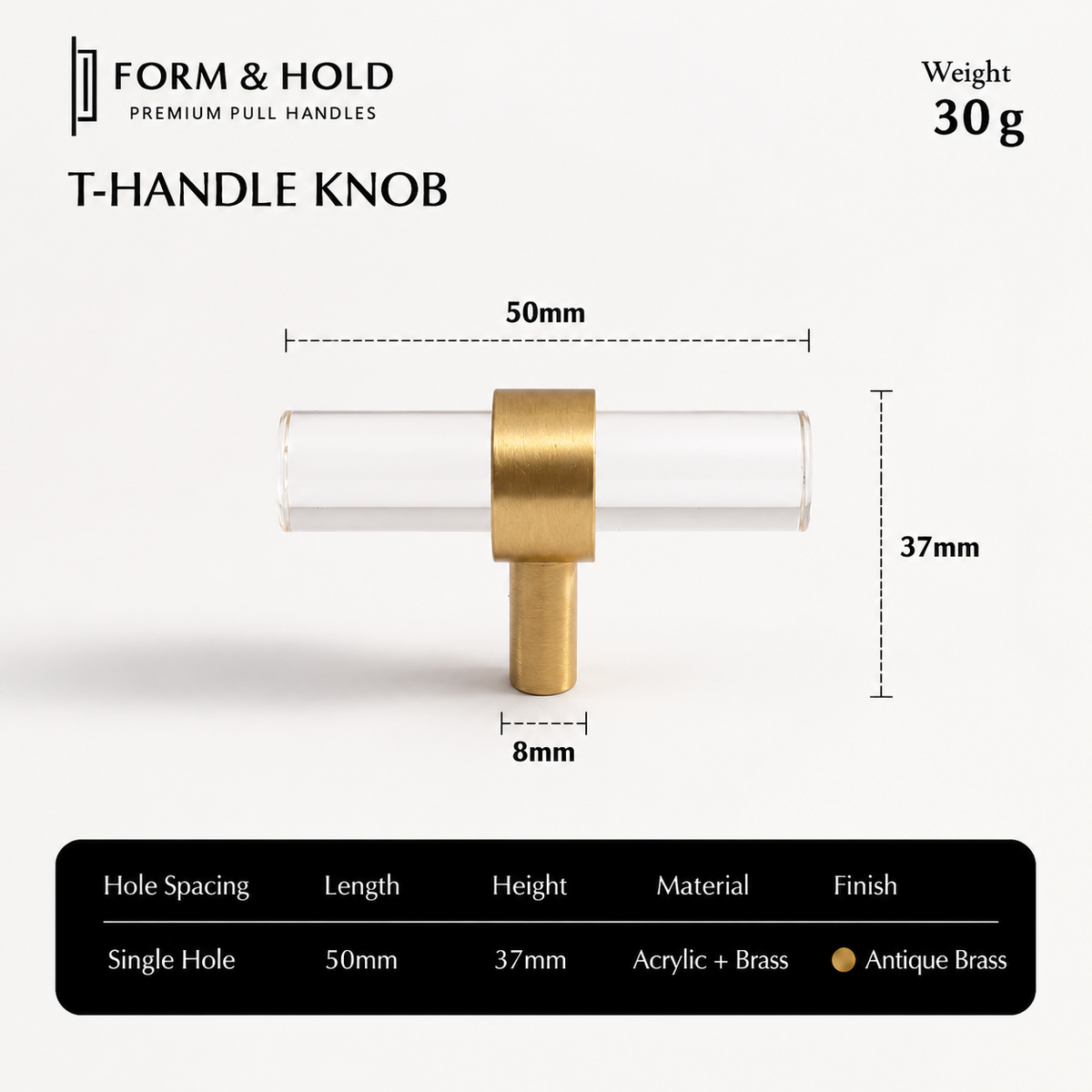 Acrylic & Brass Cabinet Knobs & Pulls – FH-C022