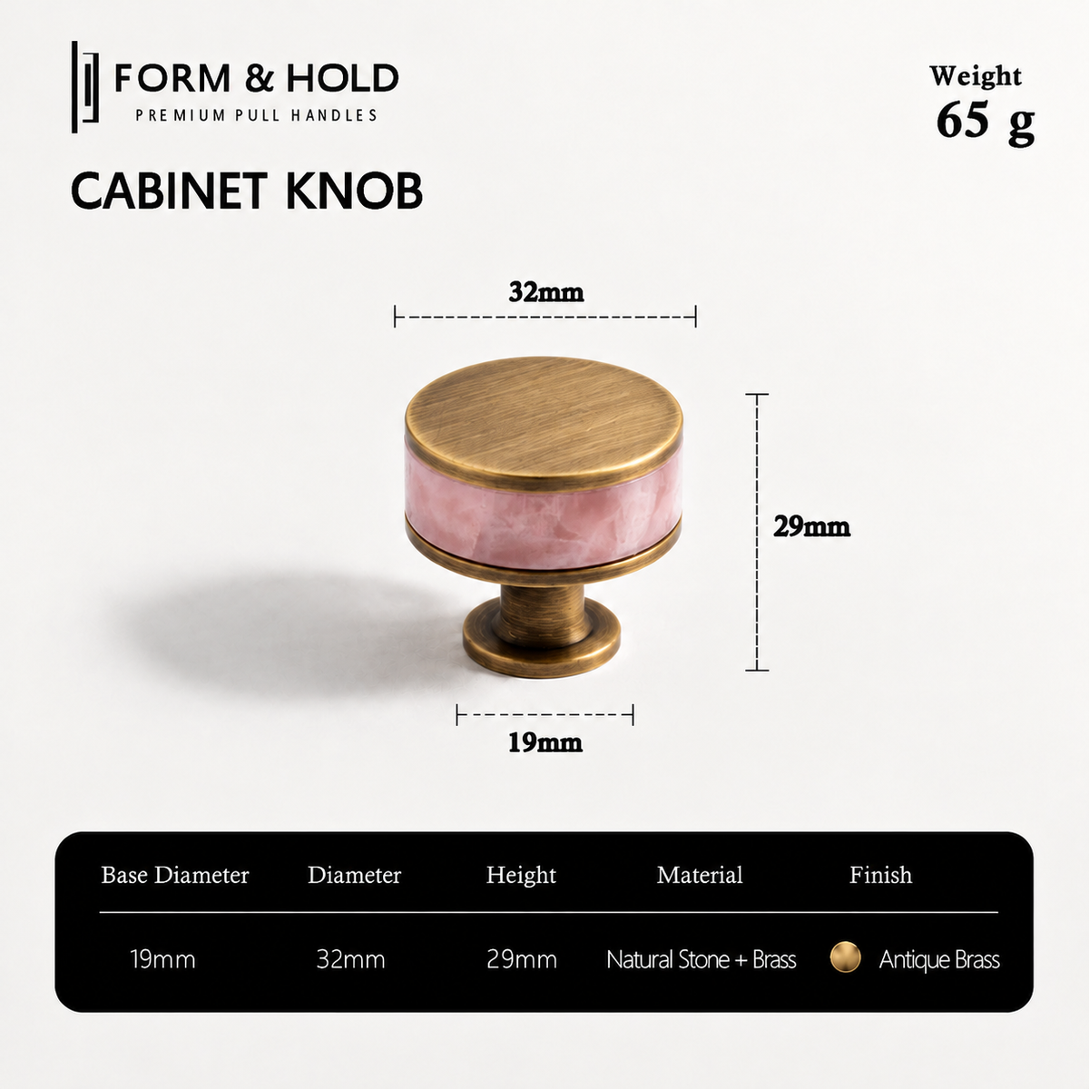 Flat Round Brass Cabinet Knob with Decorative Band – FH-C023