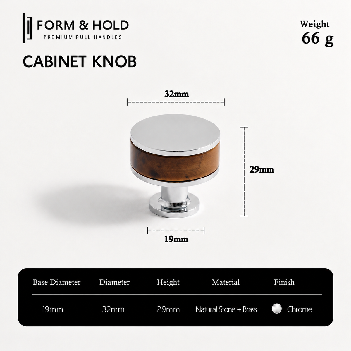 Flat Round Brass Cabinet Knob with Decorative Band – FH-C023
