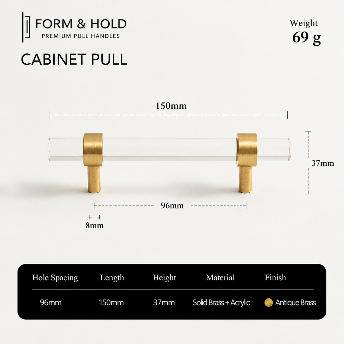 Acrylic & Brass Cabinet Knobs & Pulls – FH-C022