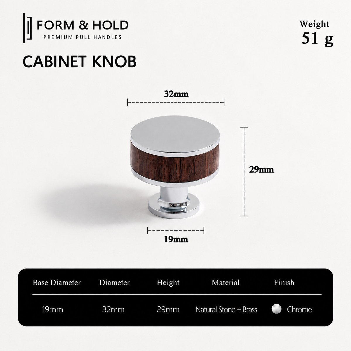 Flat Round Brass Cabinet Knob with Decorative Band – FH-C023