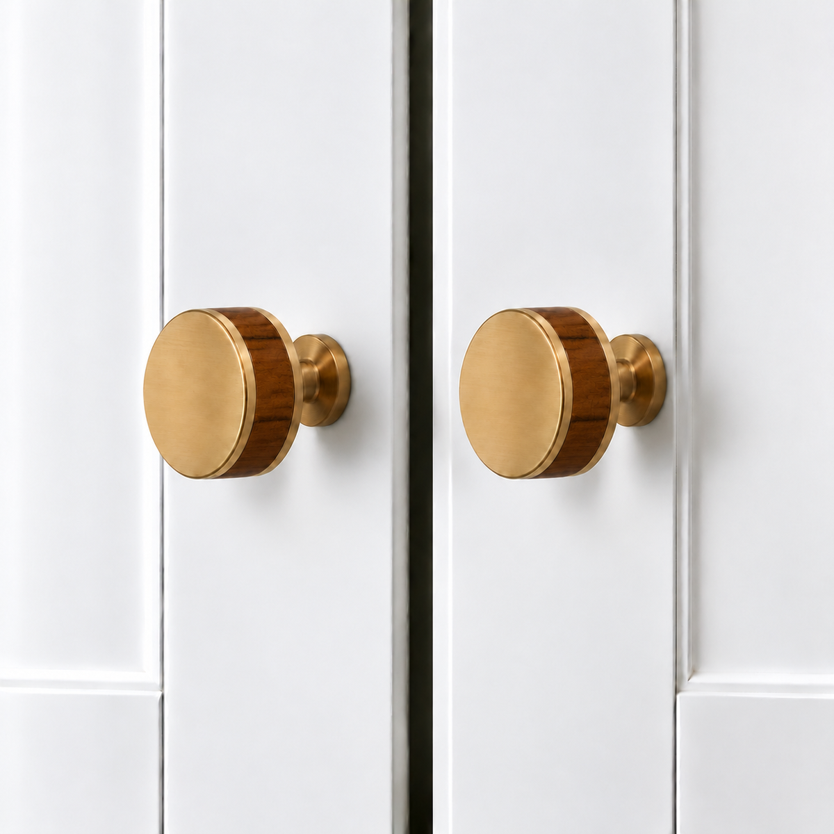 Flat Round Brass Cabinet Knob with Decorative Band – FH-C023
