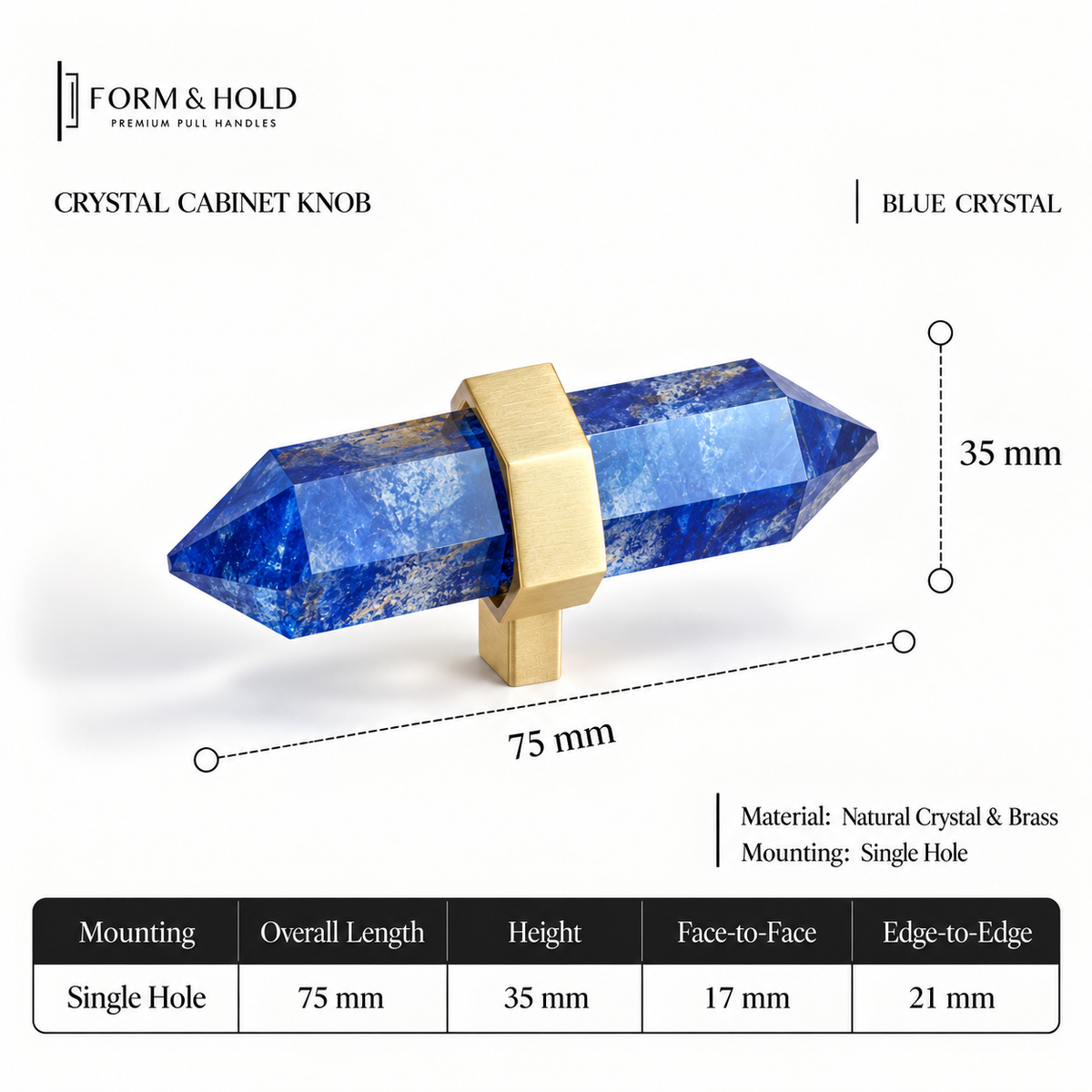 Natural Crystal & Brass Cabinet Knobs & Pulls – FH-C025