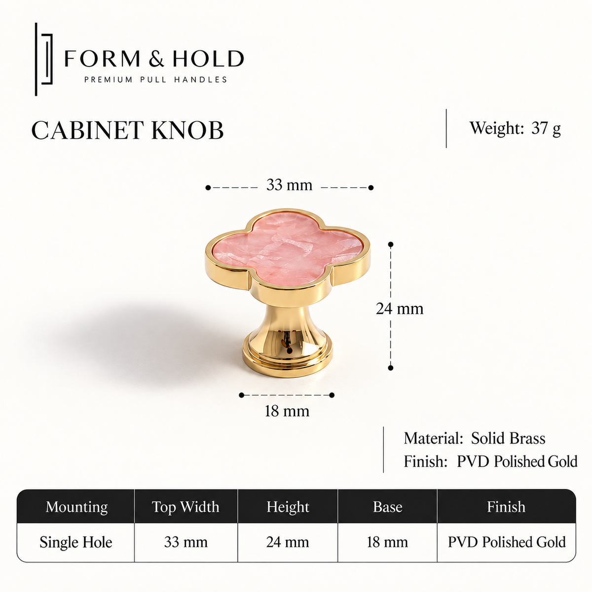 Brass & Resin Quatrefoil Cabinet Knob – FH-C015