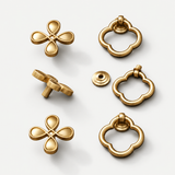 Solid Brass Quatrefoil Cabinet Knob & Ring Pull – FH-C005