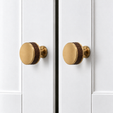 Flat Round Brass Cabinet Knob with Decorative Band – FH-C023
