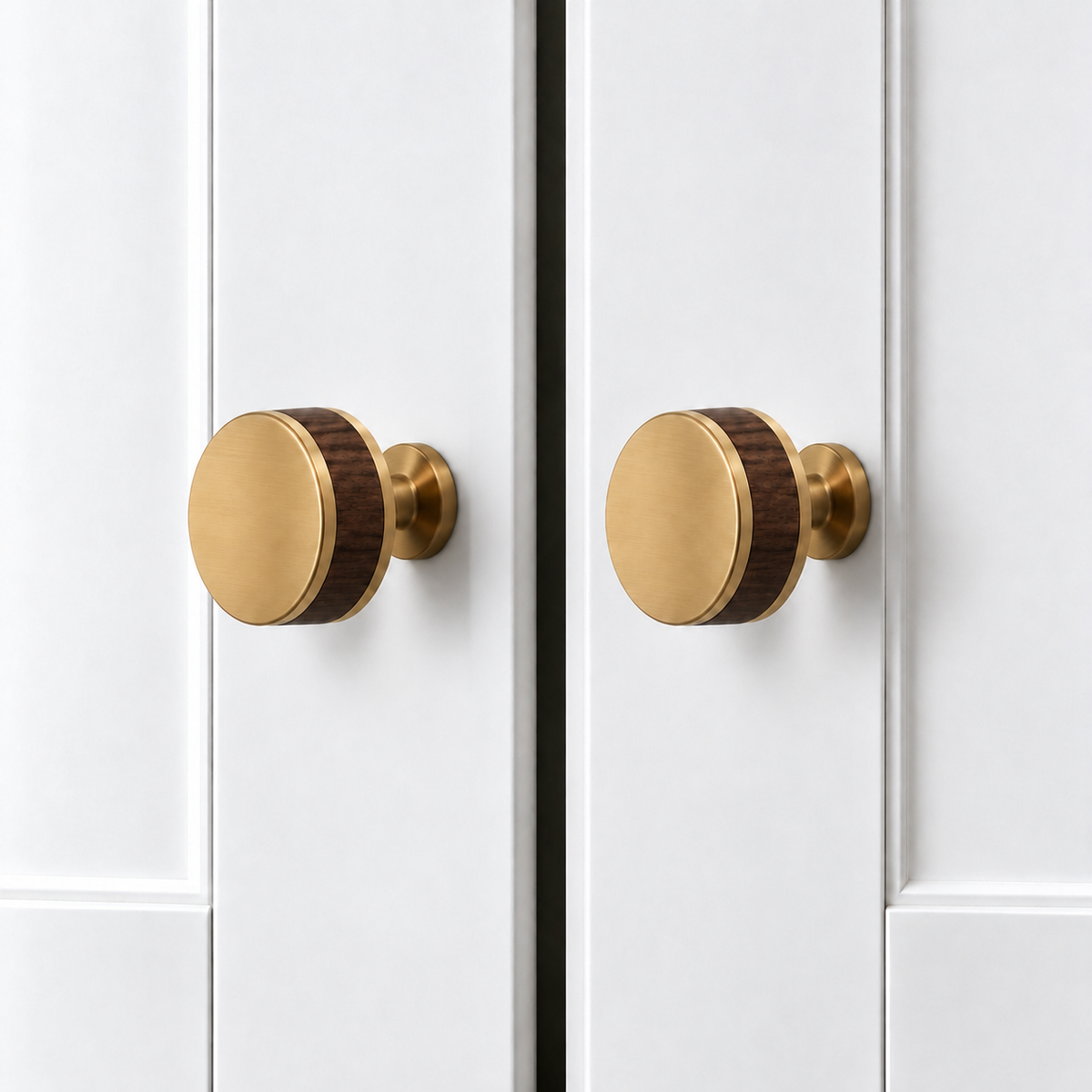 Flat Round Brass Cabinet Knob with Decorative Band – FH-C023