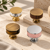 Flat Round Brass Cabinet Knob with Decorative Band – FH-C023