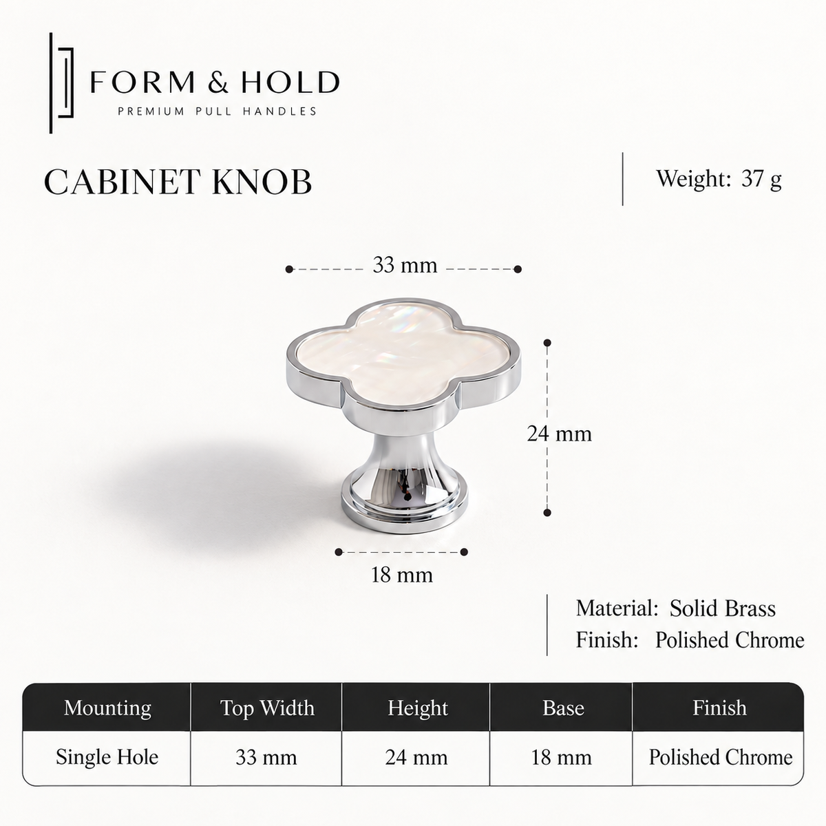 Brass & Resin Quatrefoil Cabinet Knob – FH-C015
