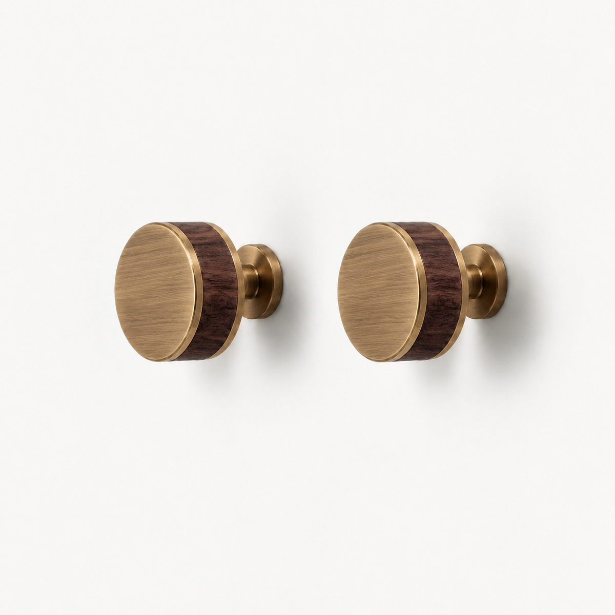Flat Round Brass Cabinet Knob with Decorative Band – FH-C023