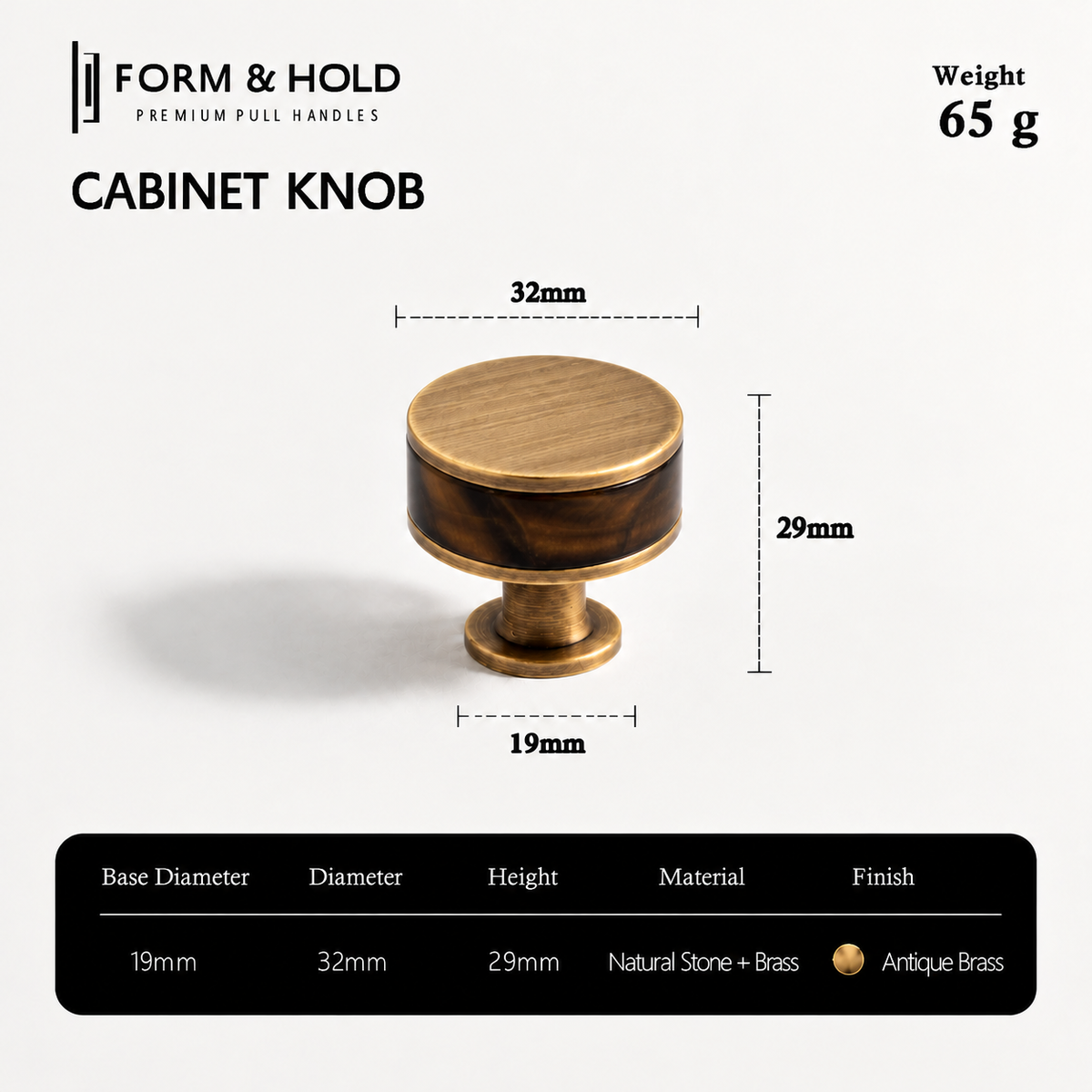 Flat Round Brass Cabinet Knob with Decorative Band – FH-C023
