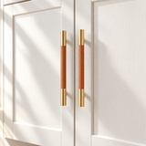 Leather-Wrapped Brass Cabinet Knobs & Pulls – FH-C024